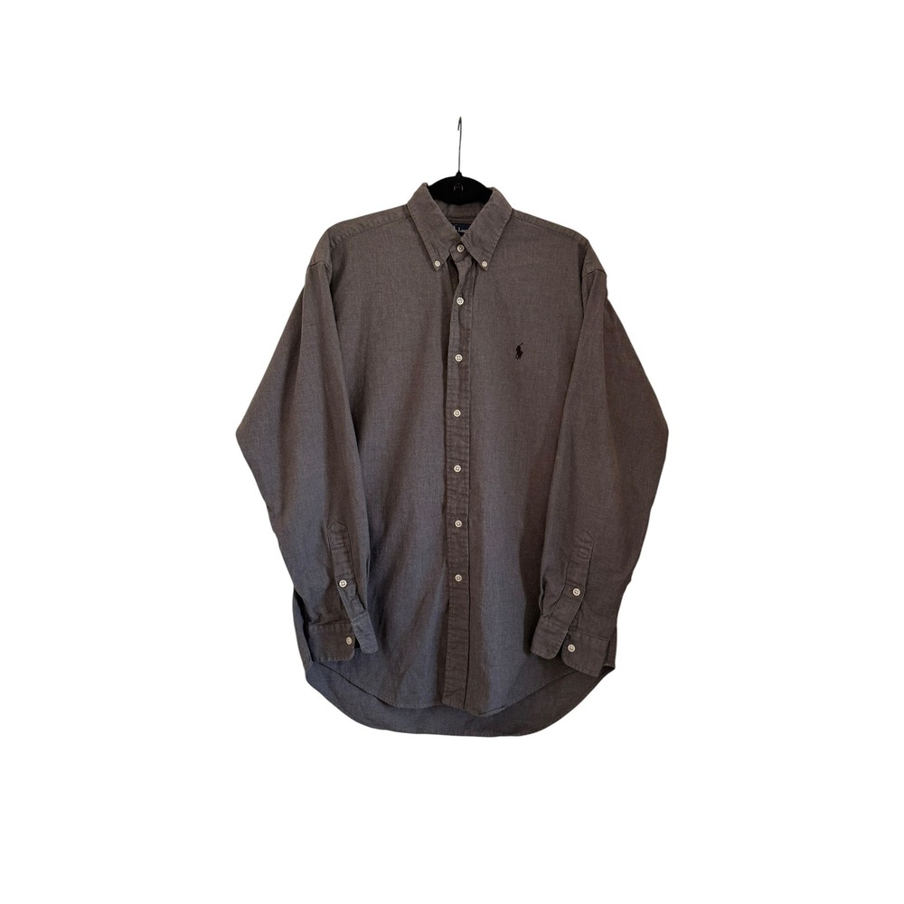 Ralph Lauren Blake Mens Grey 100% Cotton Button Down Shirt Size S Micro Check